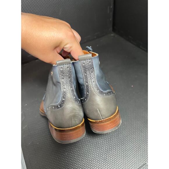 PIKOLINOS Women Cap Toe Leather Blue Brown Lace Up Side Zip Ankle Boots 41 US 10 - Picture 7 of 8